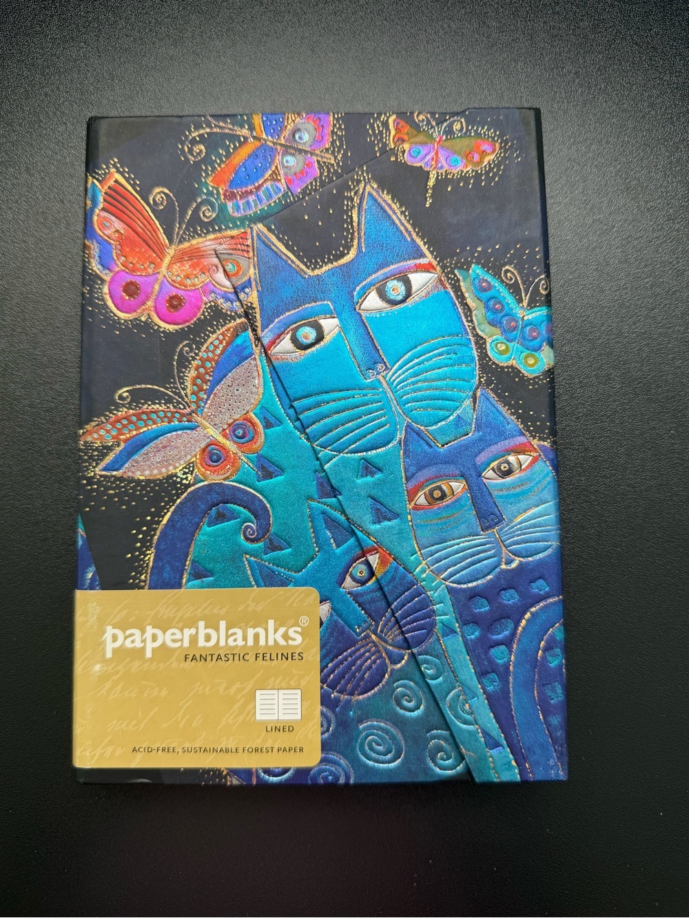 New Paperblanks Rare Fantastic Felines Blue Cats Butterflies Notebook Midi Lined